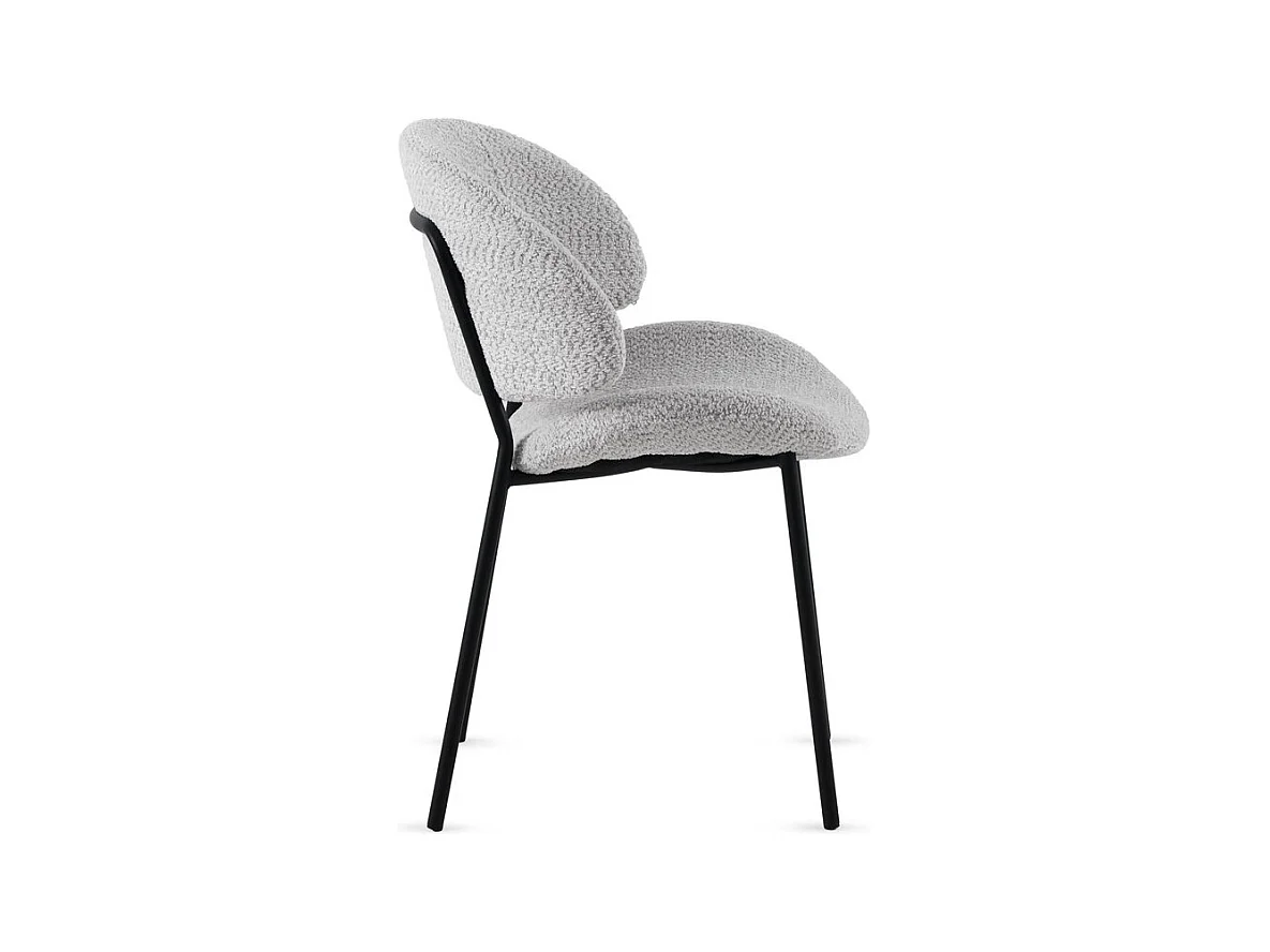 Lot de  4 chaises tapissées de chenille couleur gris clair