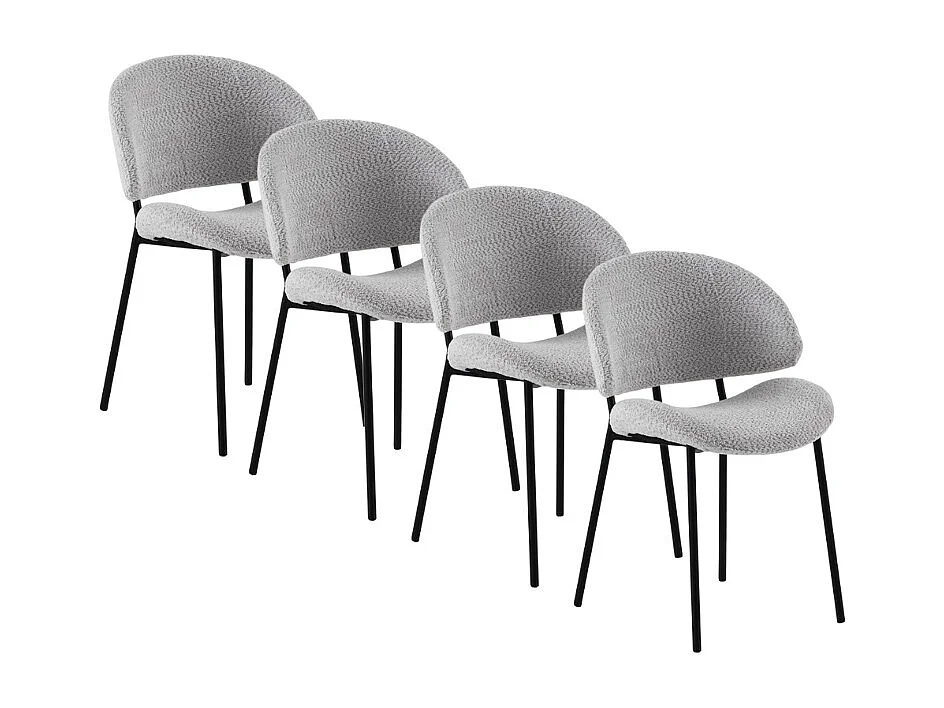 Pack de  4 sillas tapizadas en chenilla color gris claro