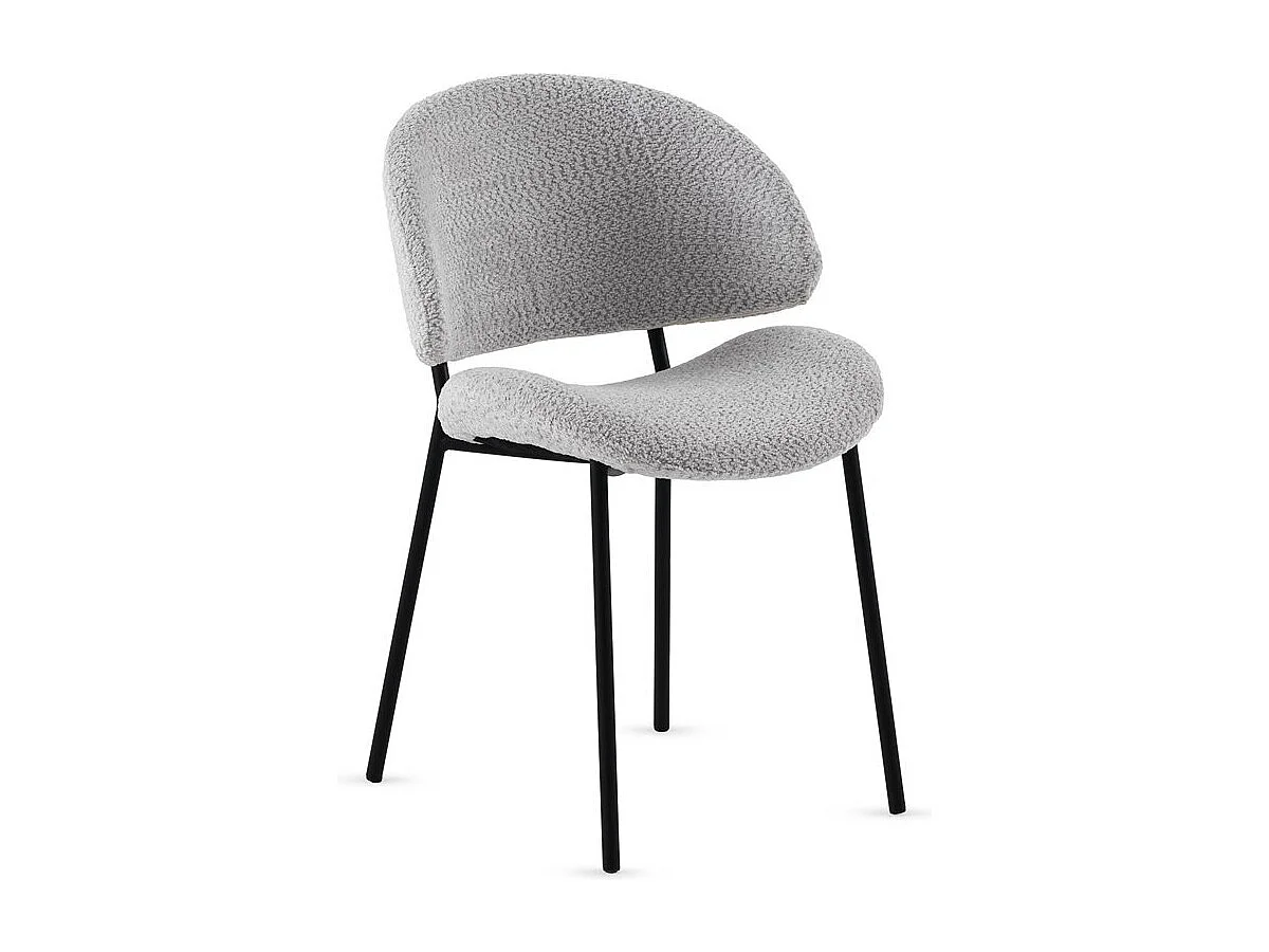 Pack de  4 sillas tapizadas en chenilla color gris claro