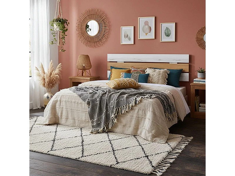 Cabecero Lucca diseño mural con listones albo/rayado 46x159 cm