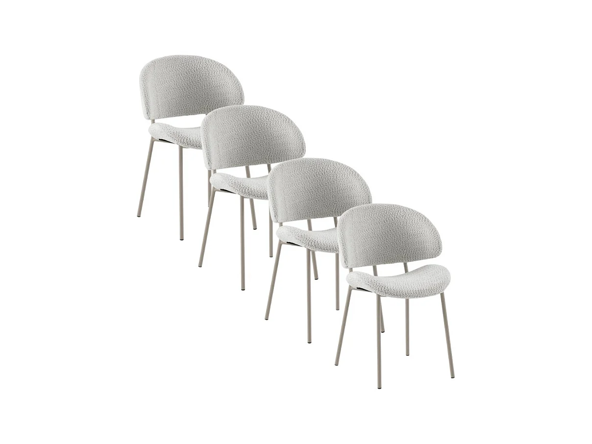 Lot de  4 chaises tapissées de chenille couleur blanche
