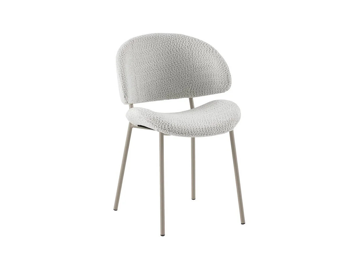 Lot de  4 chaises tapissées de chenille couleur blanche