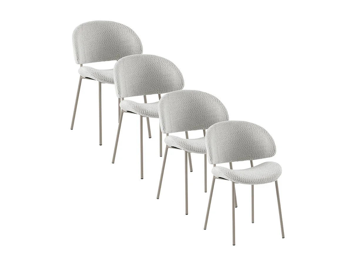 Lot de  4 chaises tapissées de chenille couleur blanche