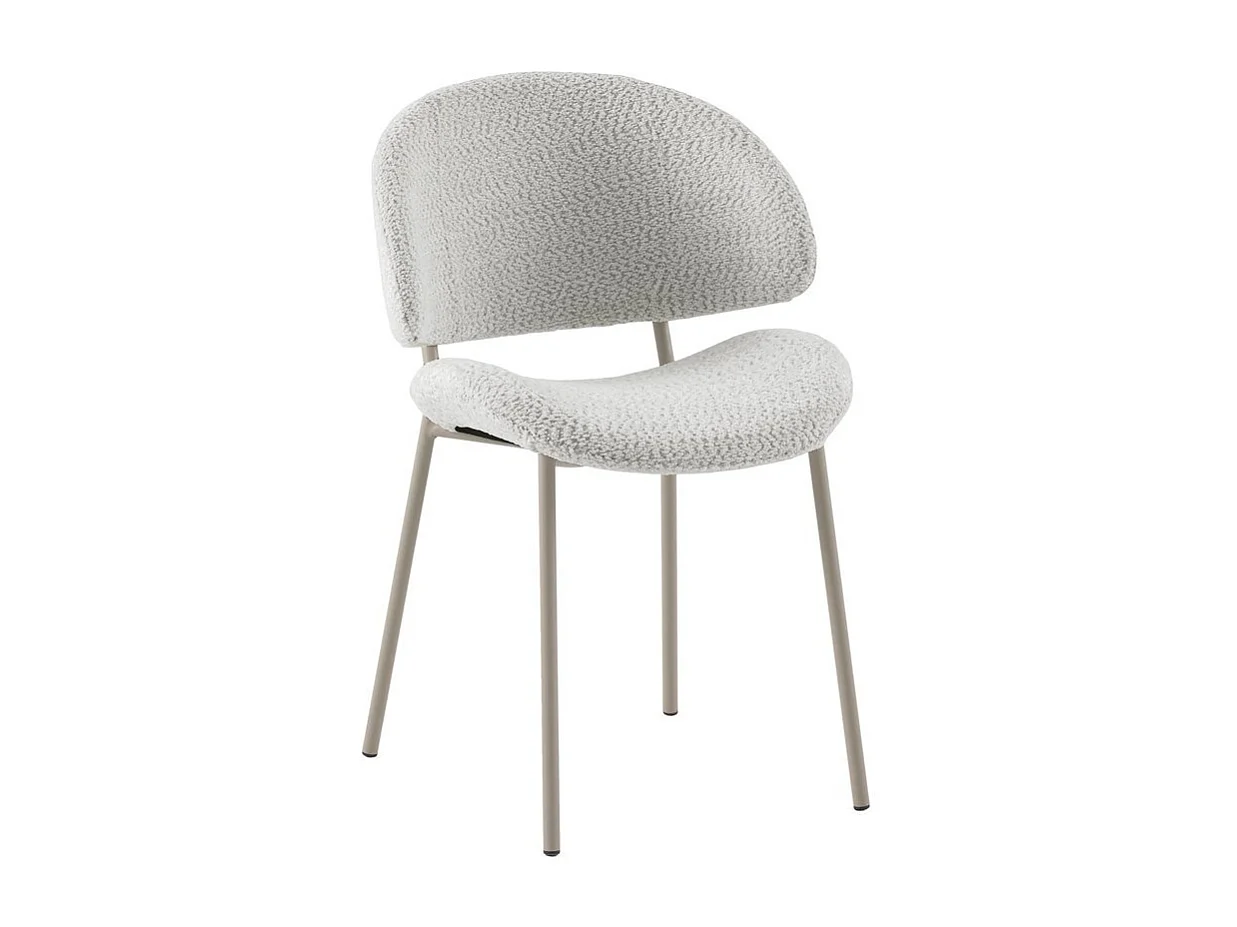 Lot de  4 chaises tapissées de chenille couleur blanche