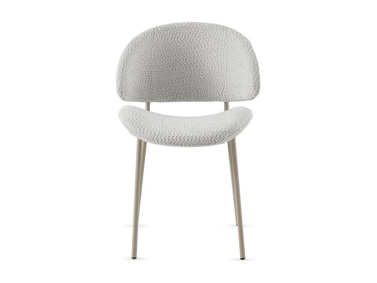Lot de  4 chaises tapissées de chenille couleur blanche