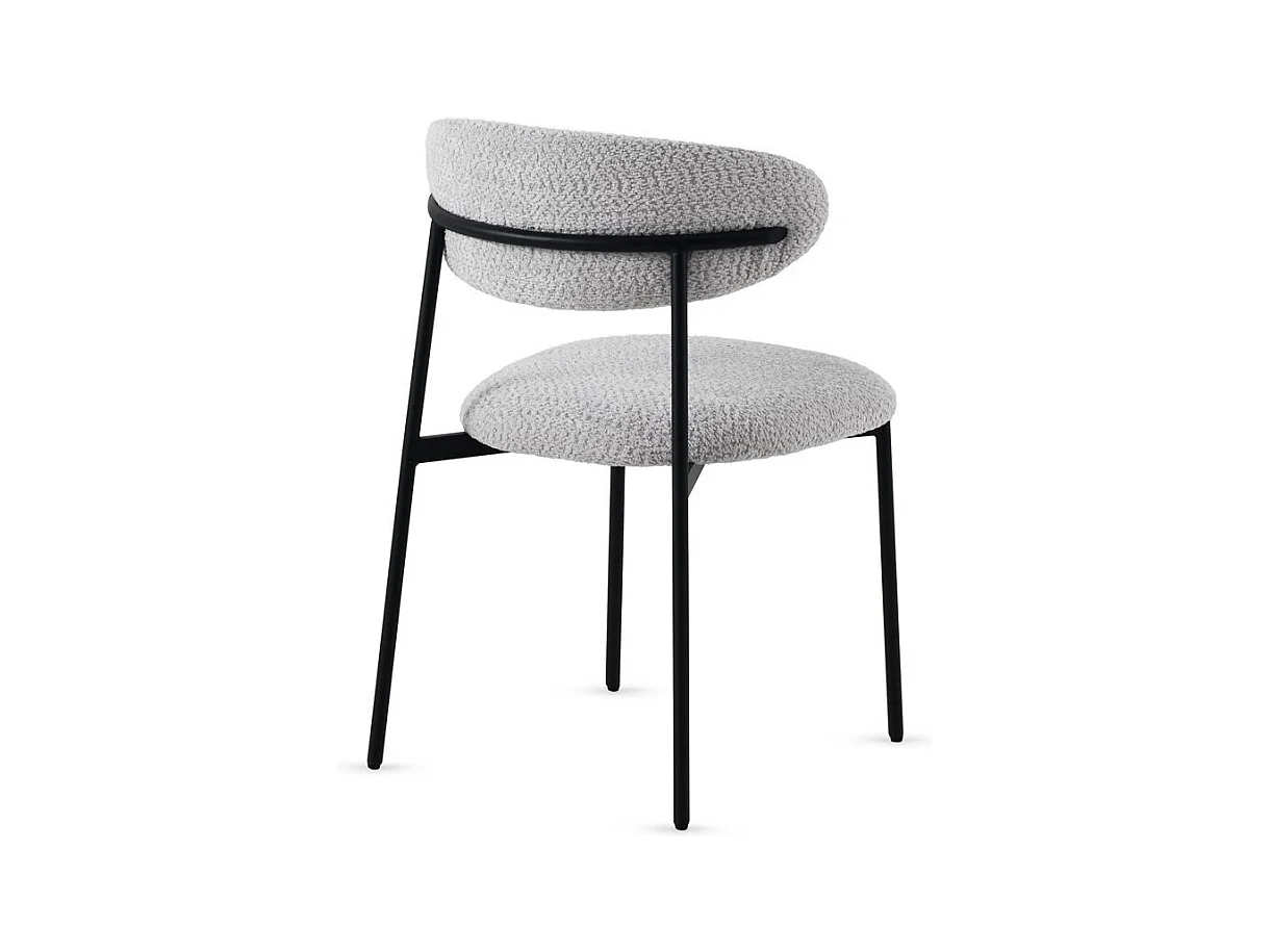 Lot de  4 chaises tapissées de chenille couleur gris clair