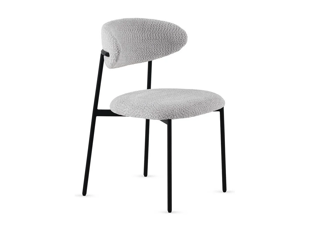 4er-Set Stühle mit hellgrauem Chenille-Bezug