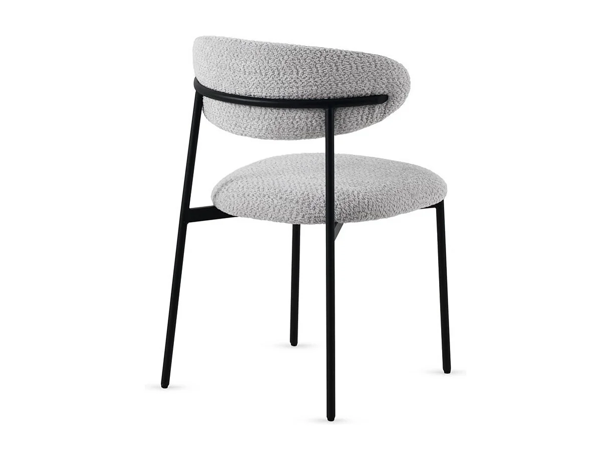 4er-Set Stühle mit hellgrauem Chenille-Bezug