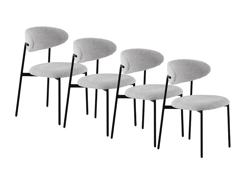 Lot de  4 chaises tapissées de chenille couleur gris clair