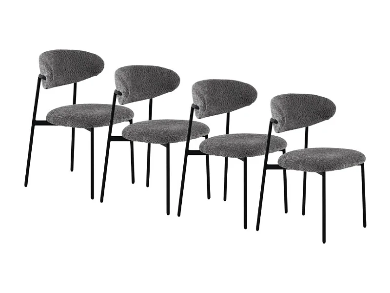 Pack de  4 sillas tapizadas en chenilla color gris oscuro