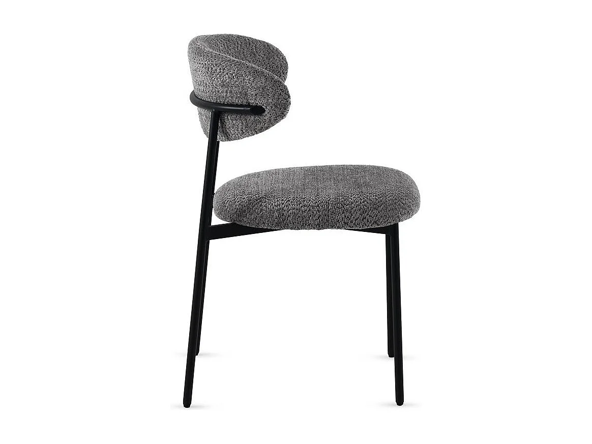 4er-Set Stühle mit dunkelgrauem Chenille-Bezug