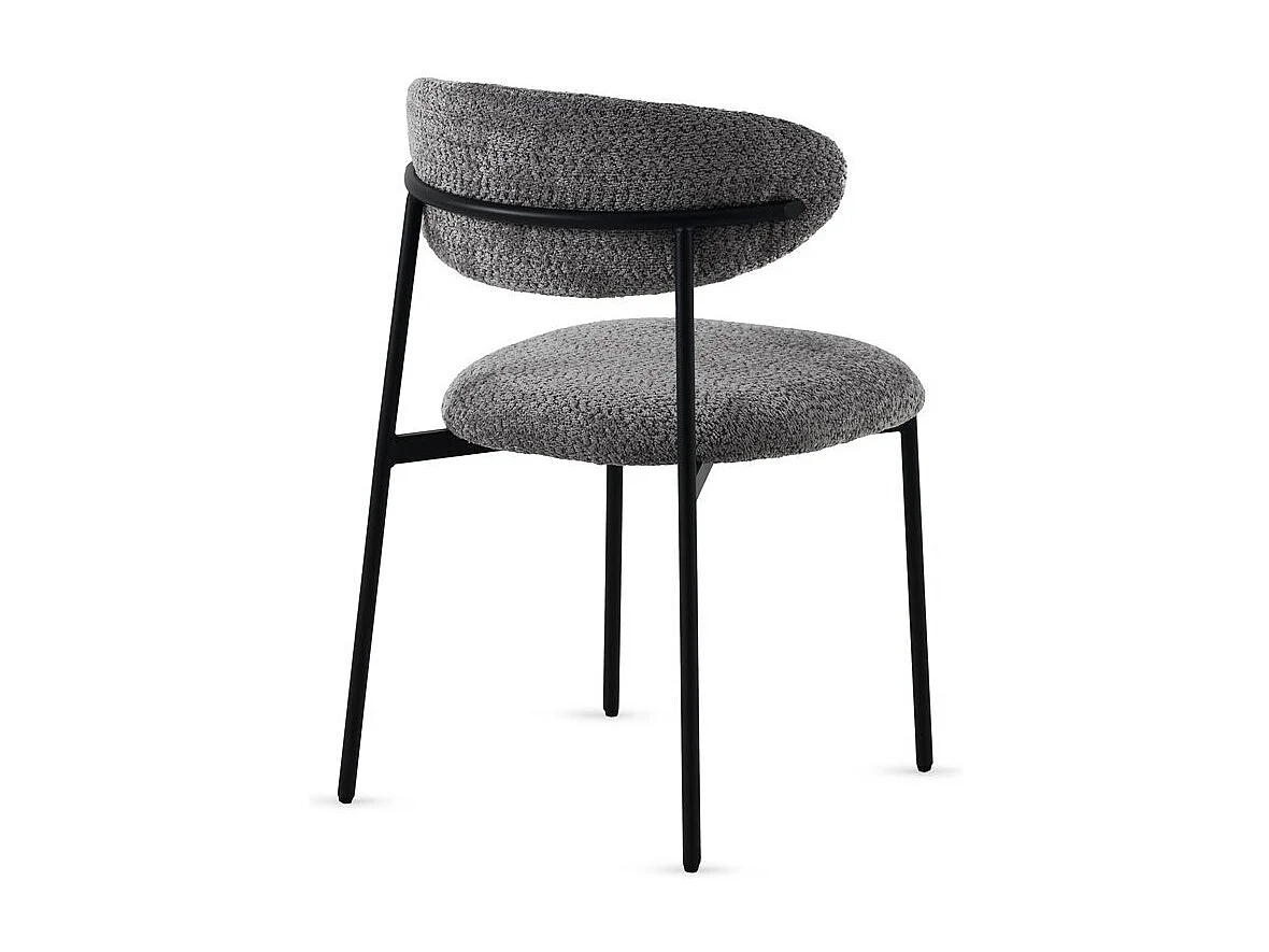 4er-Set Stühle mit dunkelgrauem Chenille-Bezug