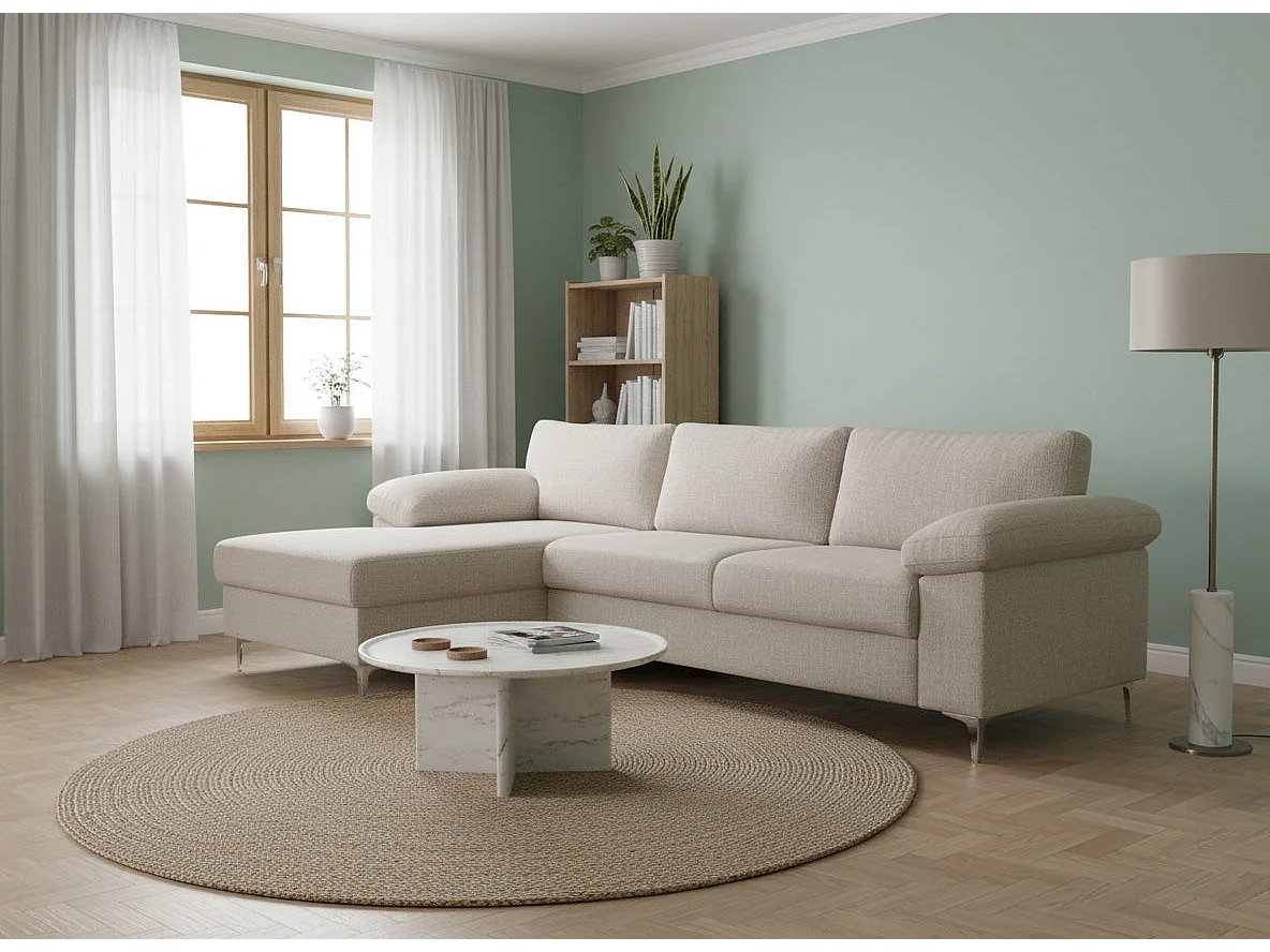 Sofá Chaise Longue Cyril 260 cm Bege, Chaise Esquerda