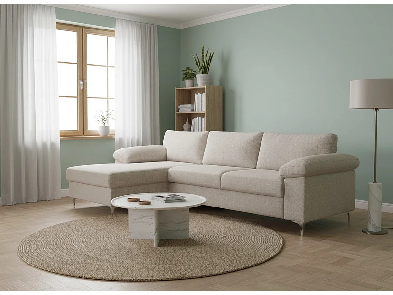 Sofá Chaise Longue Cyril 260 cm Bege, Chaise Esquerda