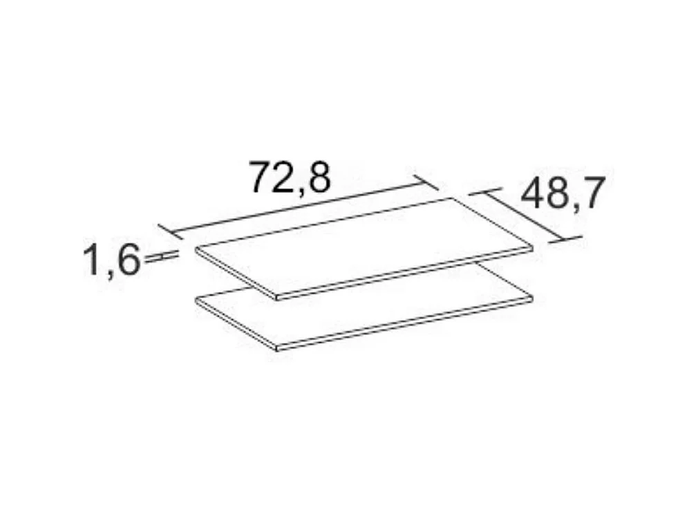 Pack de 2 estantes interior armario blanco mate 1,6x72,8x48,7 cm