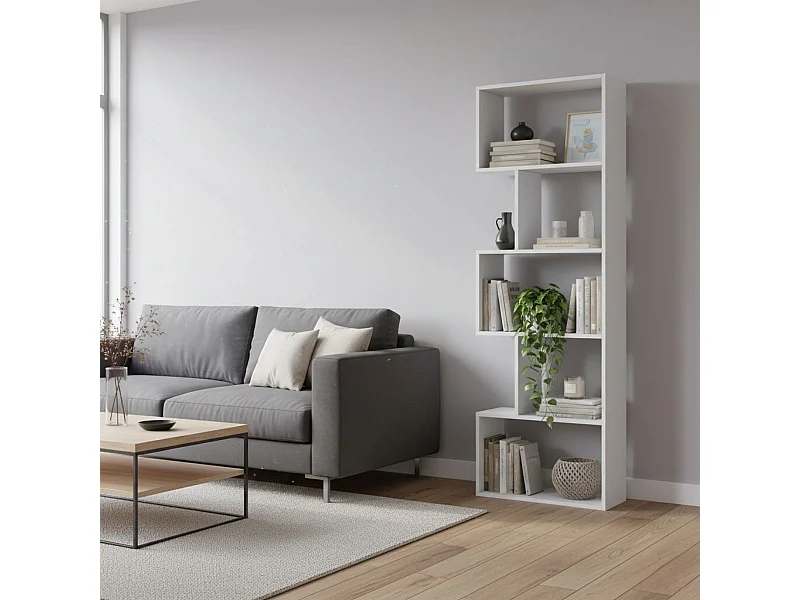 Estantería Neón 5 niveles diseño asimétrico blanco 180,6x60x25 cm