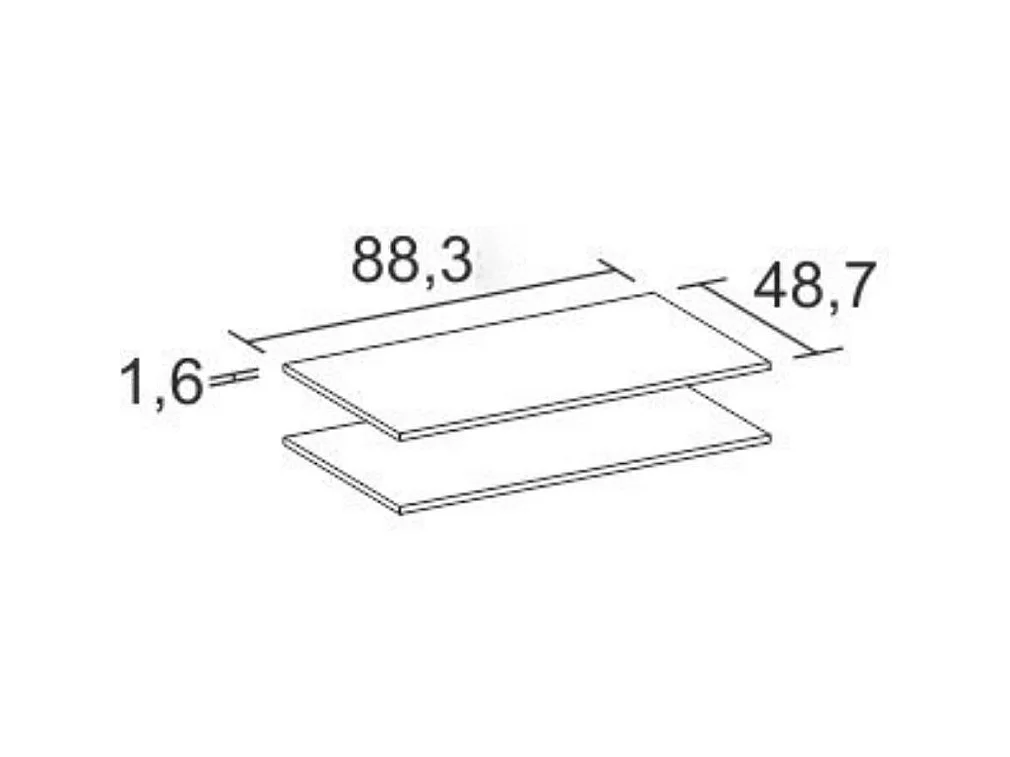Pack de 2 estantes interior armario blanco mate 1,6x88,3x48,7 cm