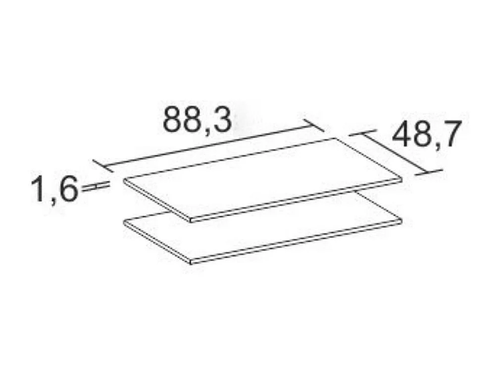 Pack de 2 estantes interior armario blanco mate 1,6x88,3x48,7 cm