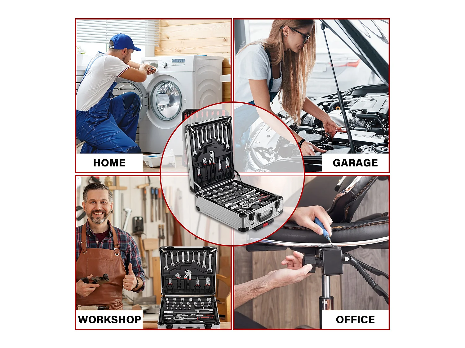 Coffret à Outils 1000 Pièces Professionnel - Valise Roulante Aluminium avec Poignée Télescopique et Outils Chrome Vanadium pour Mécanique