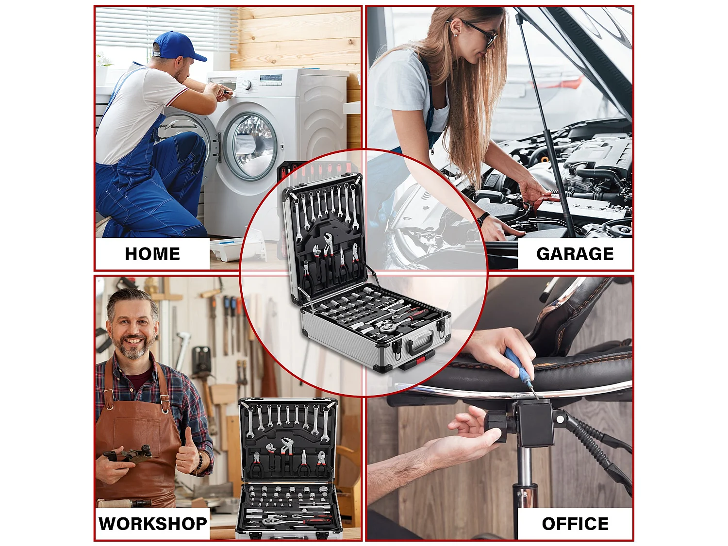 Coffret à Outils 1000 Pièces Professionnel - Valise Roulante Aluminium avec Poignée Télescopique et Outils Chrome Vanadium pour Mécanique