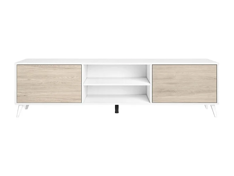 Mueble de TV Tito 2 puertas con 2 compartimentos blanco/natural 49x180x39,6 cm