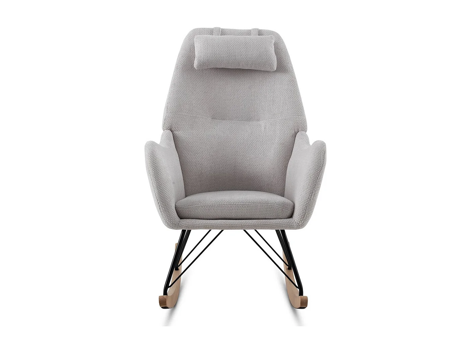 Balanço estofado em chenille branco e pernas metálicas