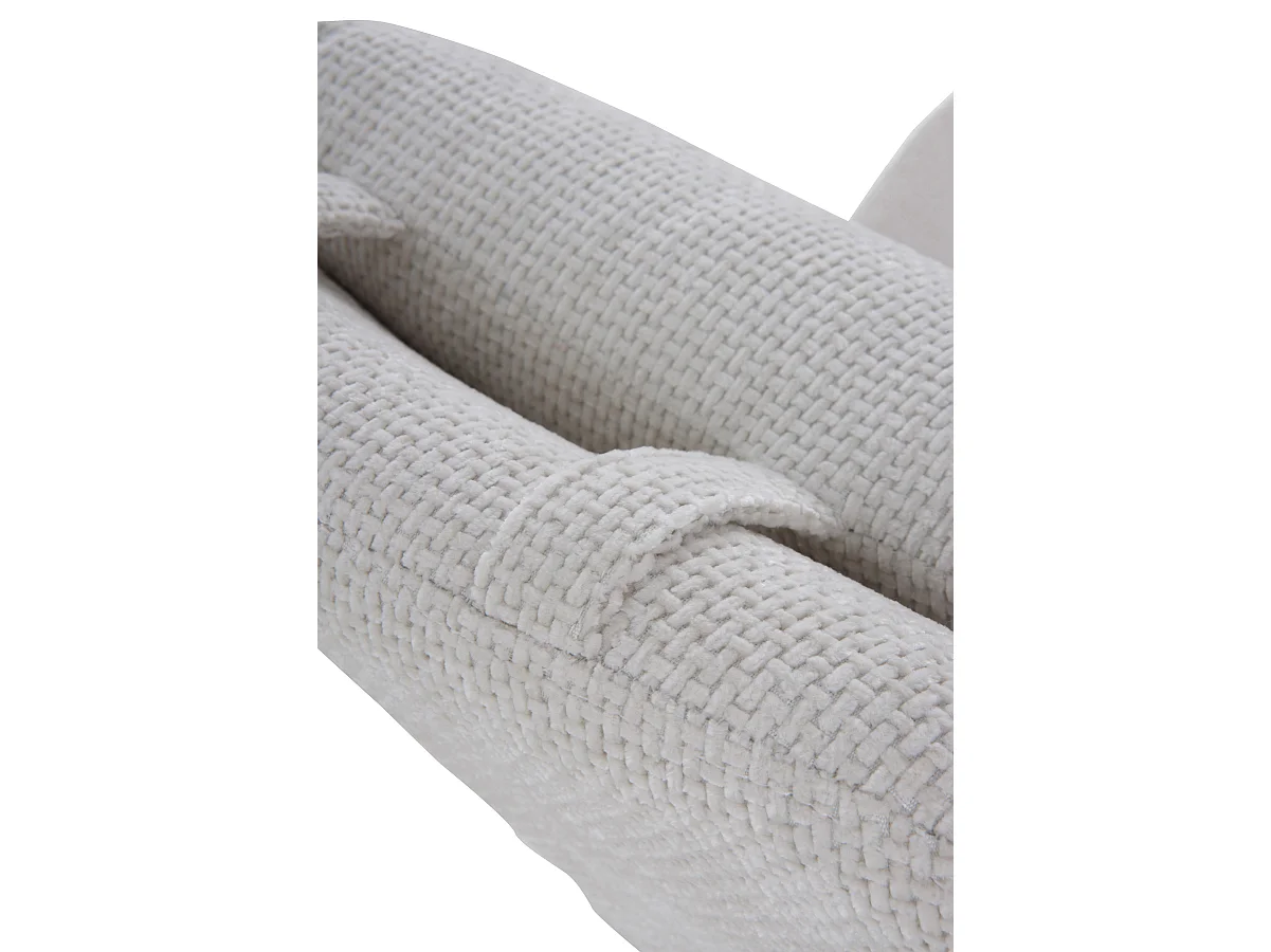 Balanço estofado em chenille branco e pernas metálicas