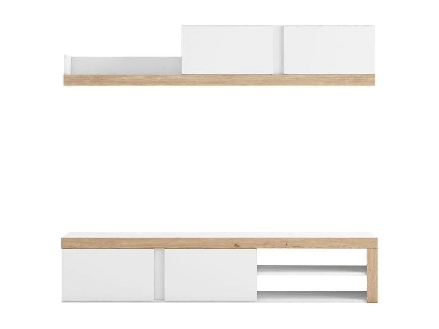 Composición de salón Fly 180cm blanco mate/naturale