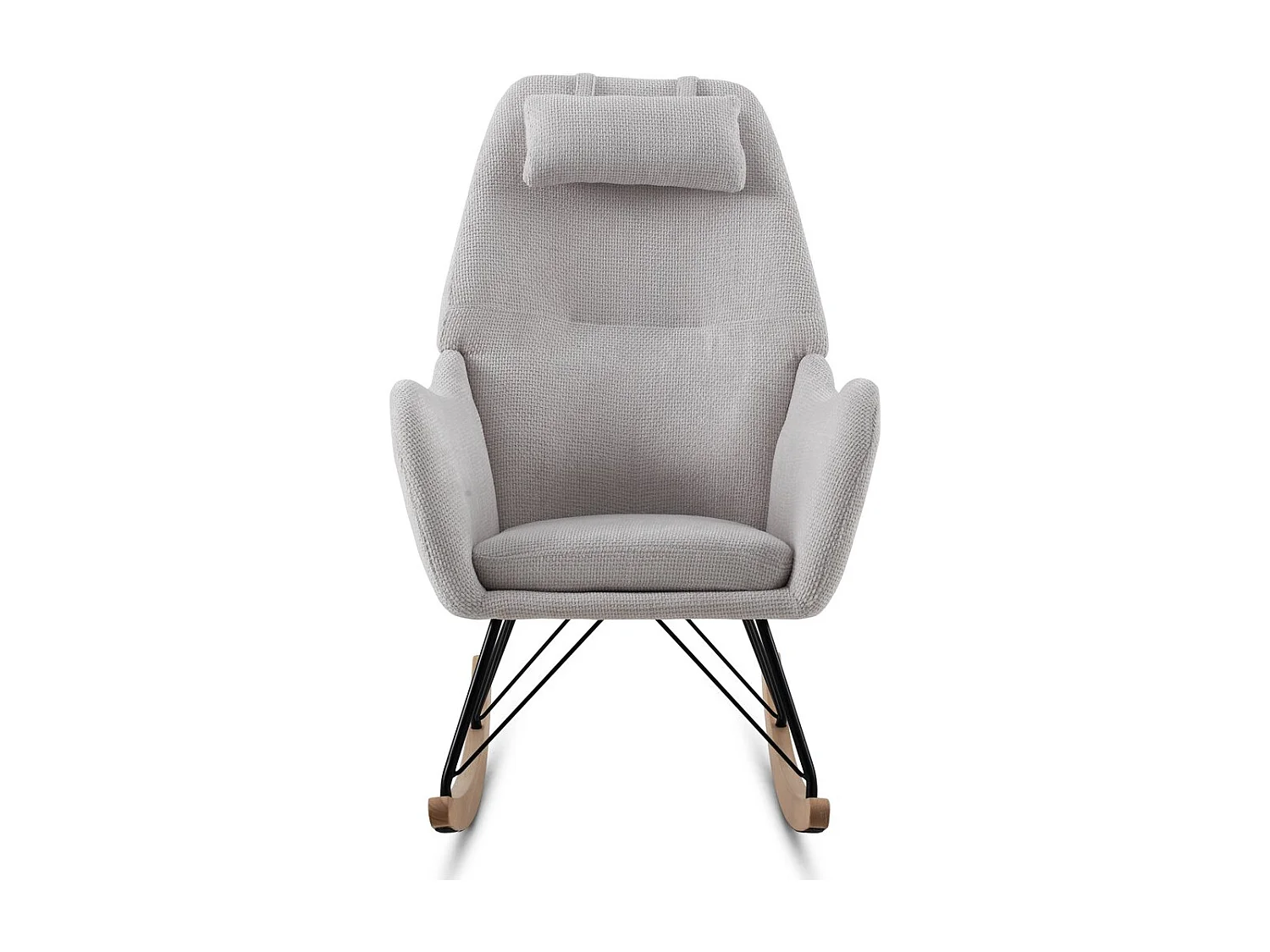 Balanço estofado em chenille branco e pernas metálicas