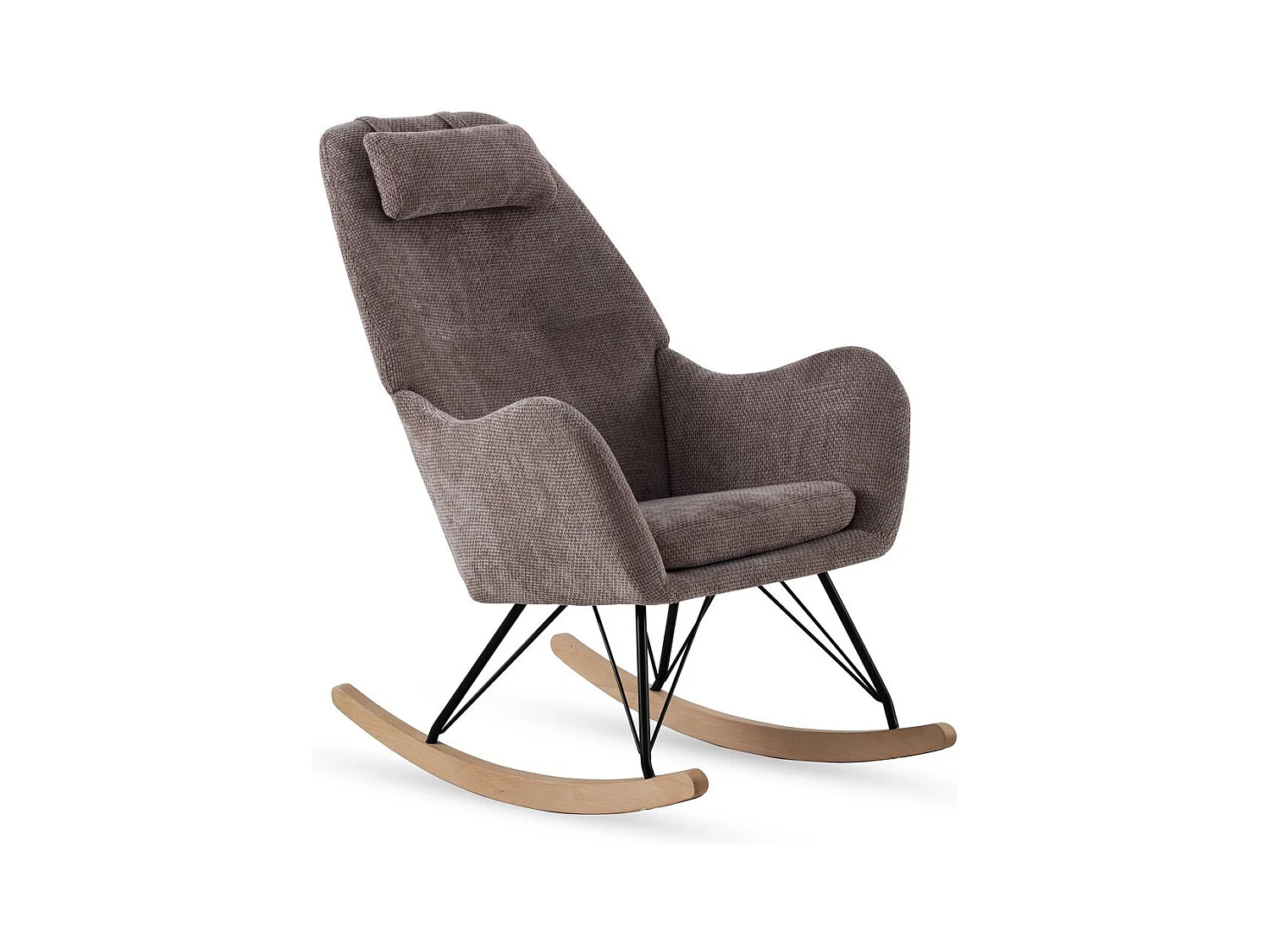 Schaukelstuhl mit braunem Chenillebezug