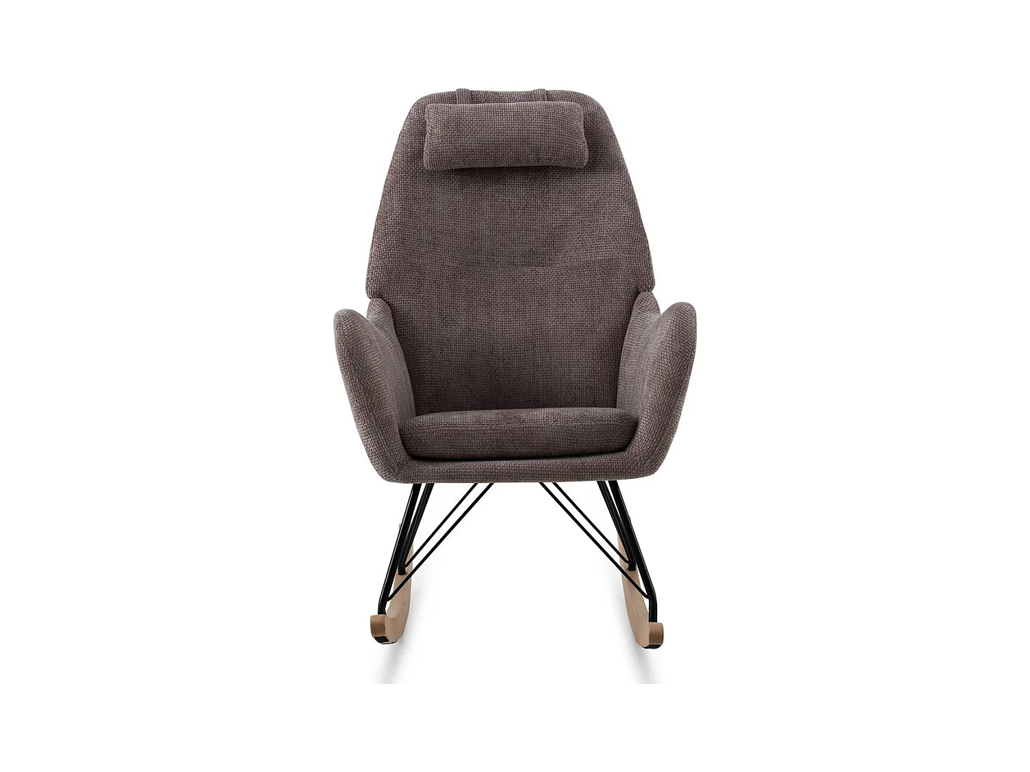 Schaukelstuhl mit braunem Chenillebezug