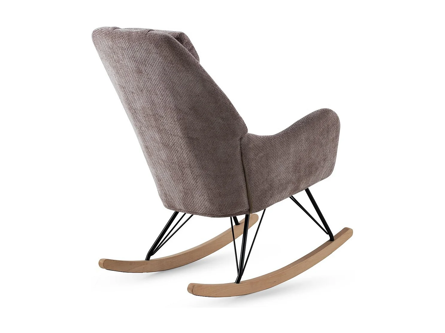 Gevulde schommelstoel in bruine chenille