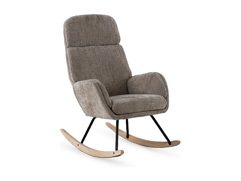 Schaukelstuhl mit braunem Chenillebezug