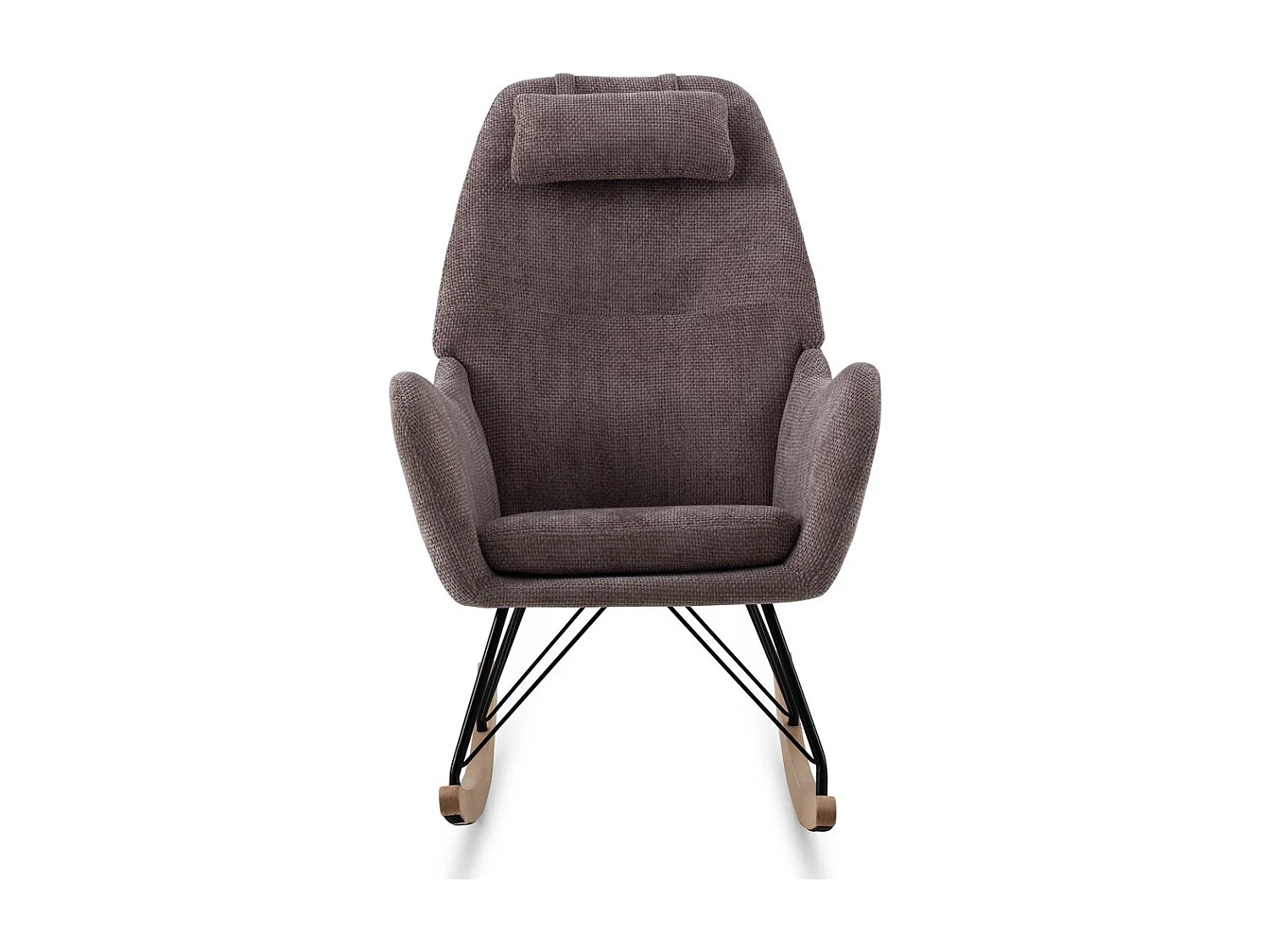 Schaukelstuhl mit braunem Chenillebezug