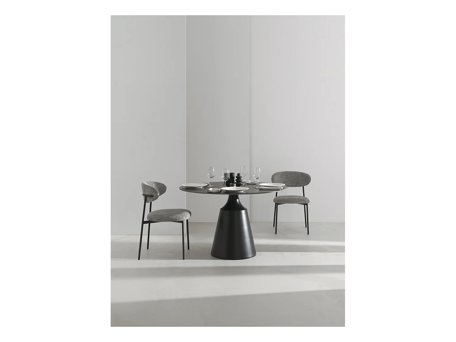 Table de salle à manger ronde 90 diam. avec plateau en céramique