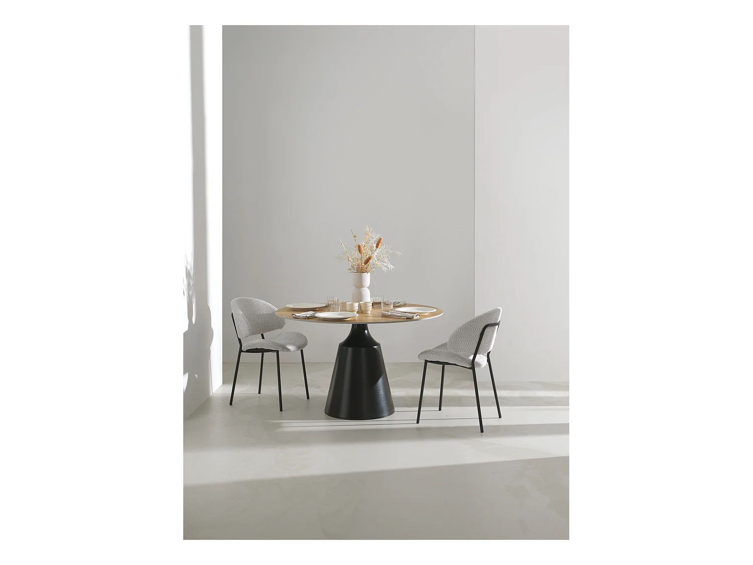 Table de salle à manger ronde 90 diam. avec plateau en céramique