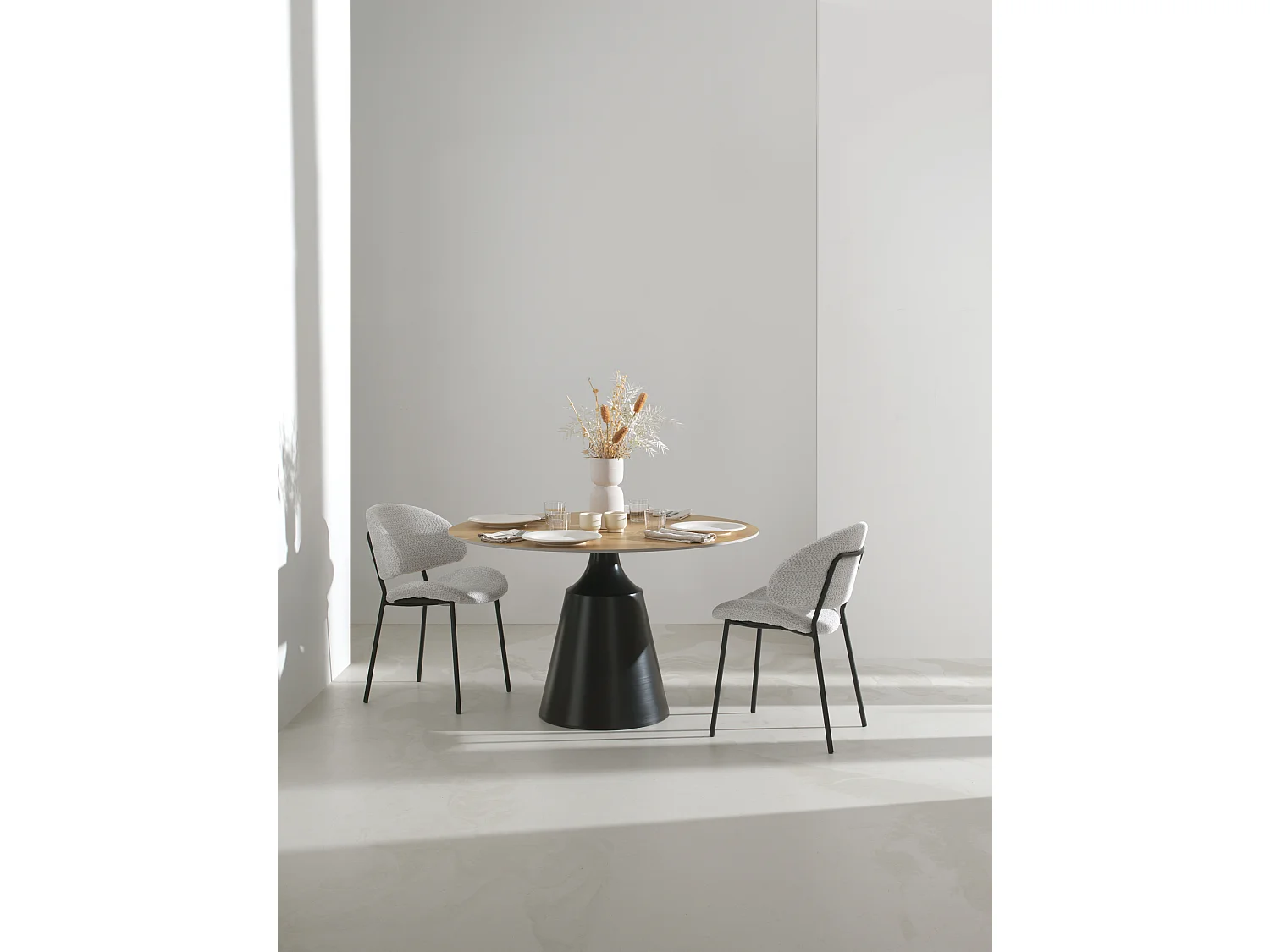 Table de salle à manger ronde 90 diam. avec plateau en céramique