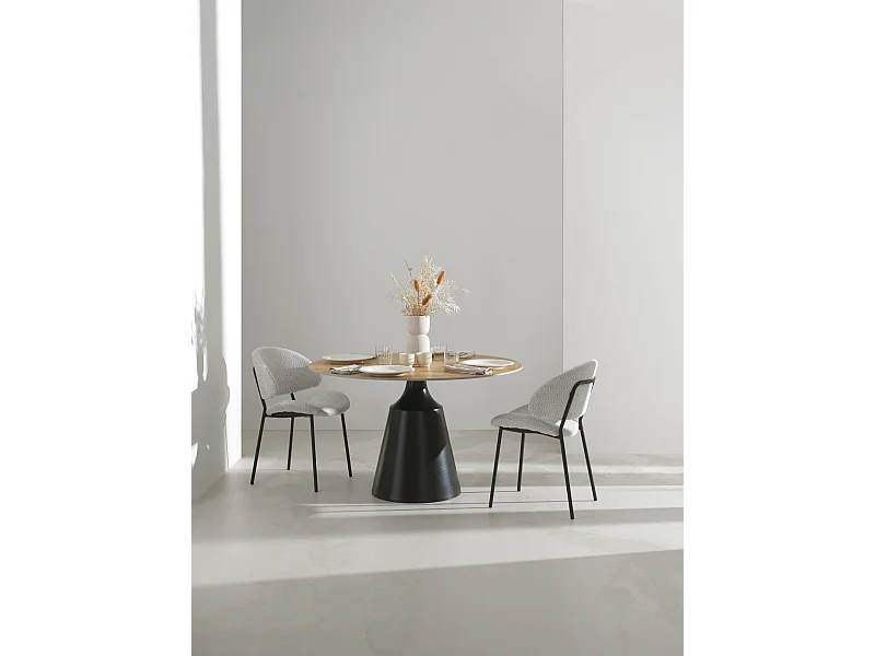 Mesa de jantar redonda 90 diam. com tampo cerâmico