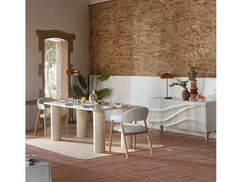 Table rectangulaire 160x90 avec plateau en céramique