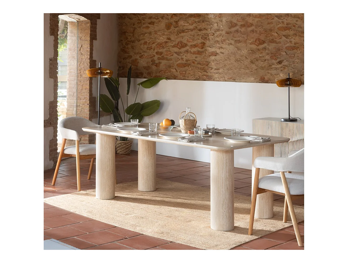 Table rectangulaire 200x100 avec plateau en céramique