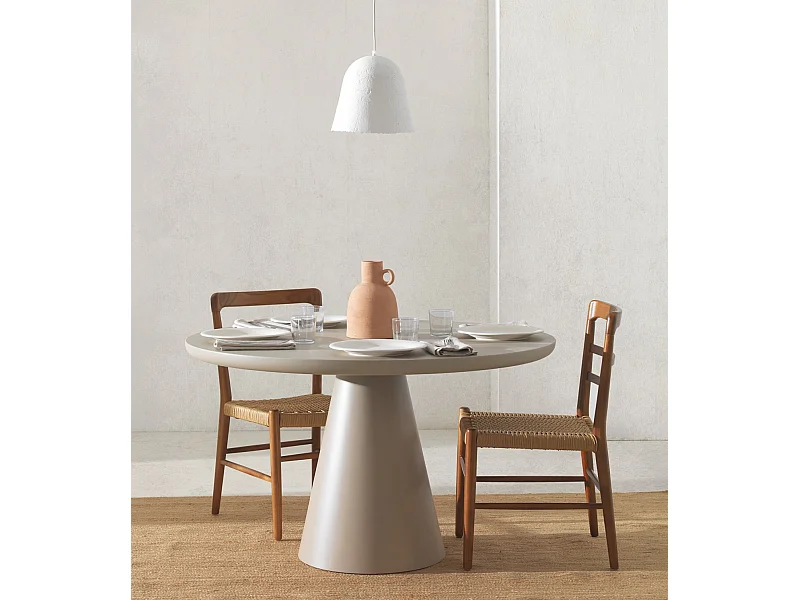 Table 120 diam. panneau de fibres de moyenne densité couleur taupe