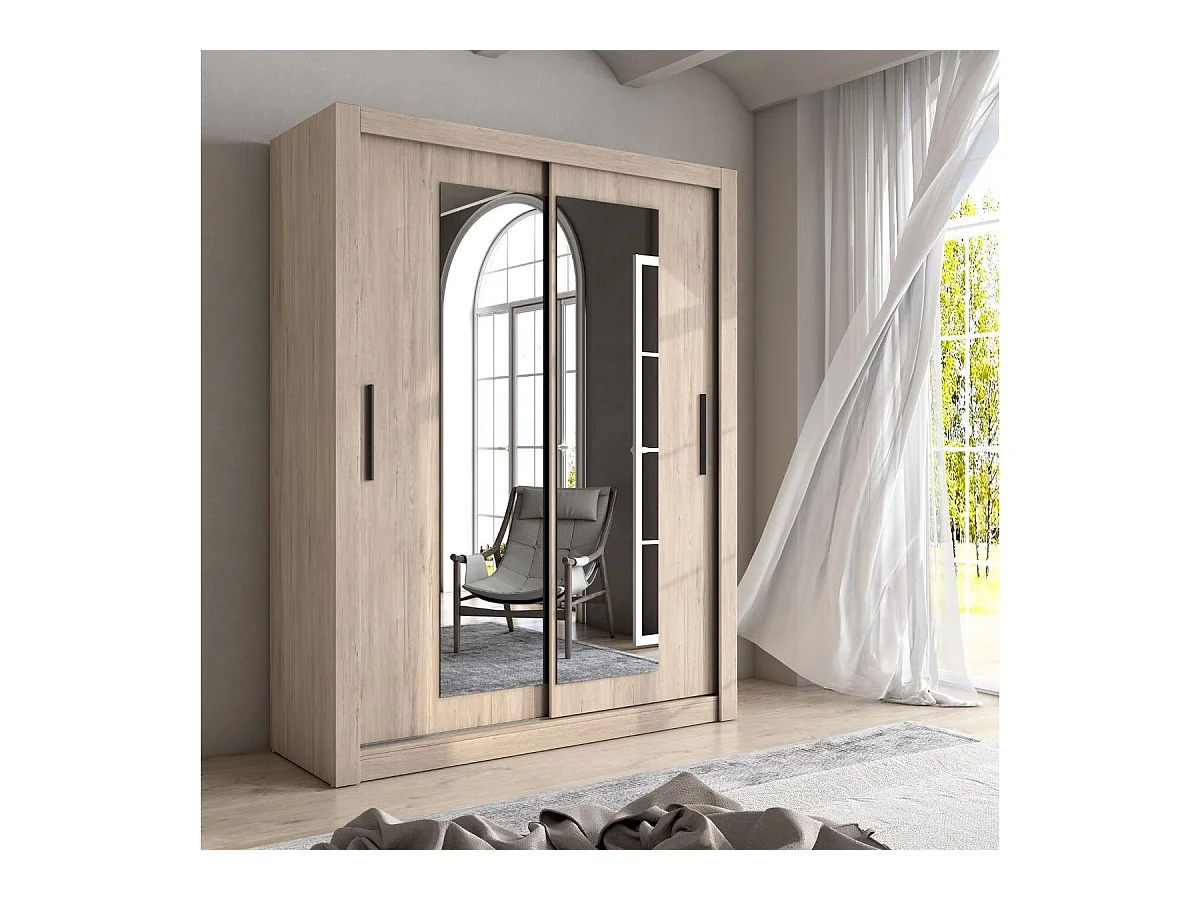 Armario Sava 2 puertas correderas con espejo sahara 201x114,6x58,7 cm