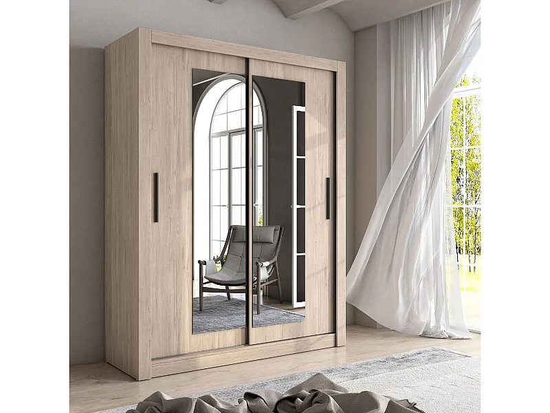 Armario Sava 2 puertas correderas con espejo sahara 201x150x58,7 cm