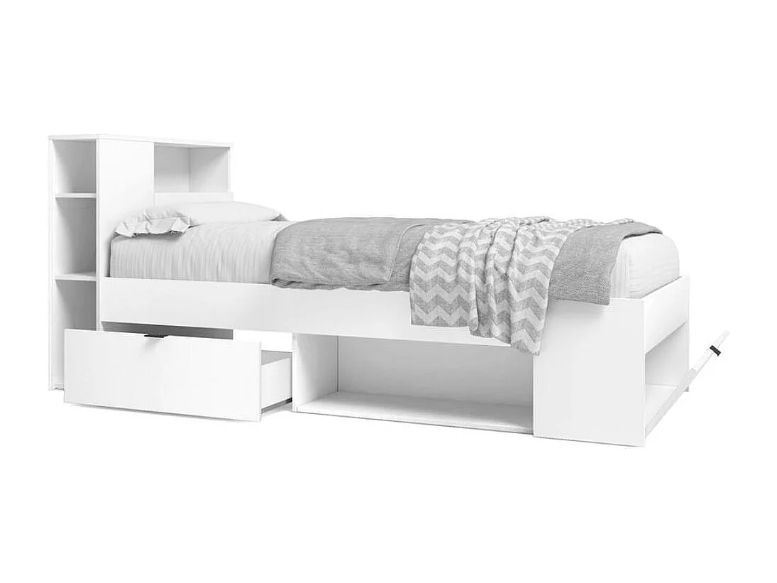 Cama compacta Ronin con cabecero blanco mate 90x190 cm