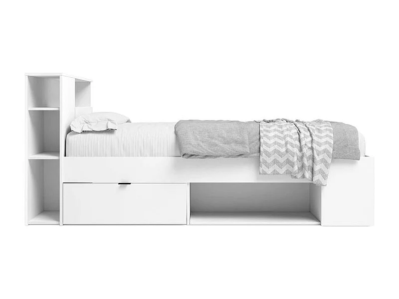 Cama compacta Ronin con cabecero blanco mate 90x190 cm