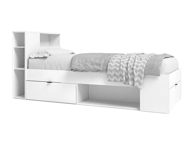 Cama compacta Ronin con cabecero blanco mate 90x190 cm