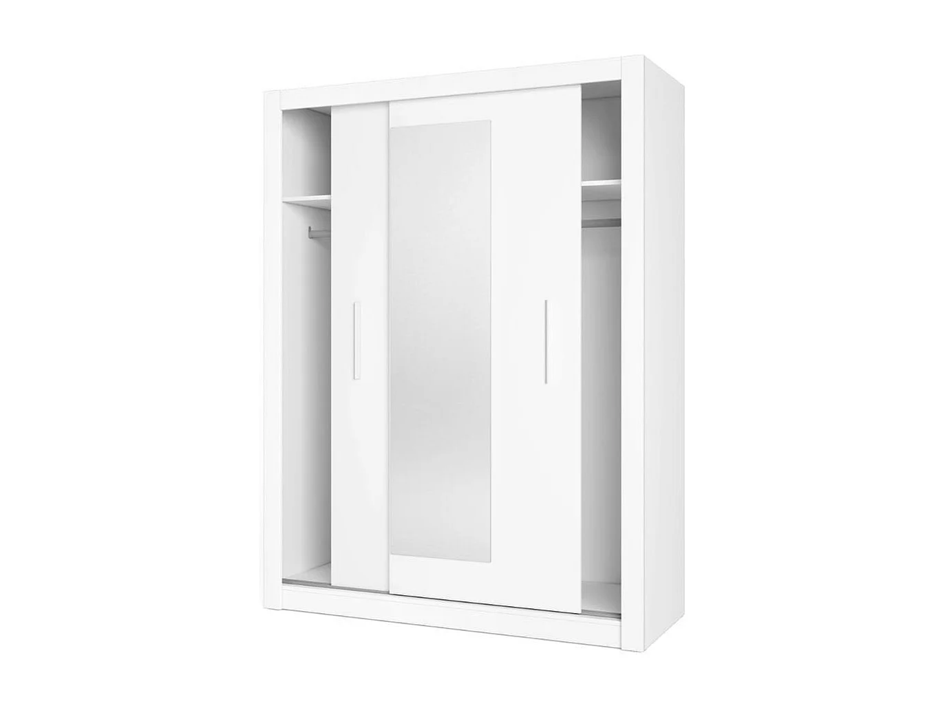 Armario Sava 2 puertas correderas con espejo blanco mate 201x150x58,7 cm