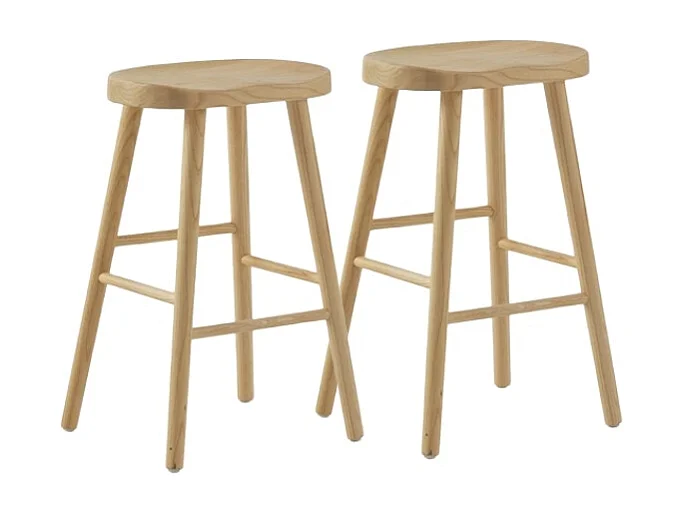 2er-Set Hocker aus naturfarbenem Toonholz