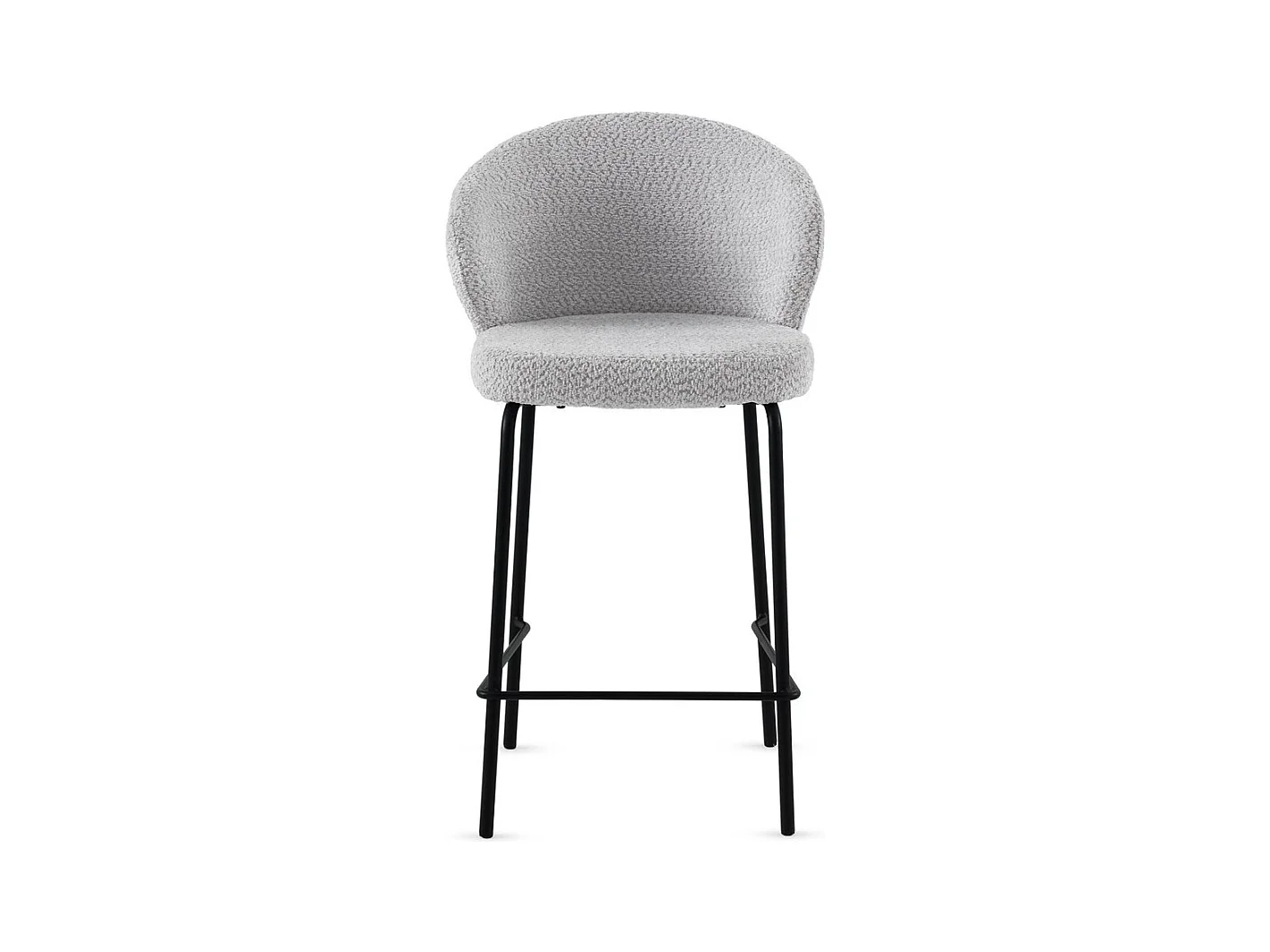 Lot de  2 tabourets tapissés en chenille gris clair