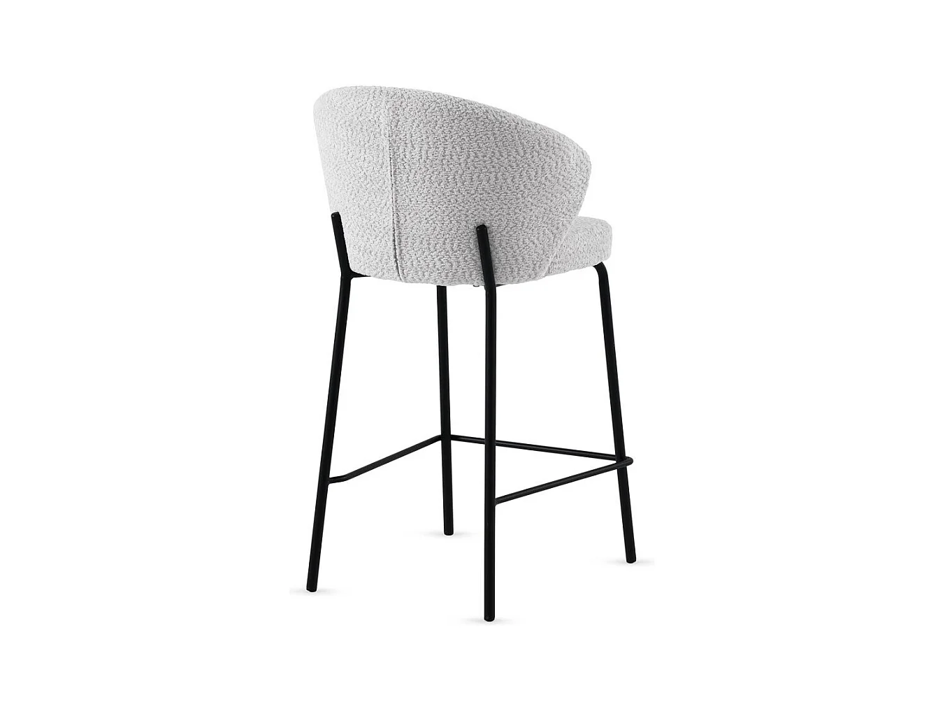 Lot de  2 tabourets tapissés en chenille gris clair